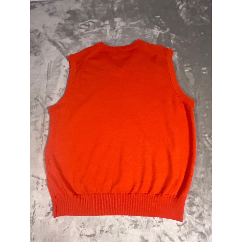 Alister MacKenzie Mens Orange 100% Merino Wool V-Neck Golf Sweater Vest Large - Picture 3 of 7